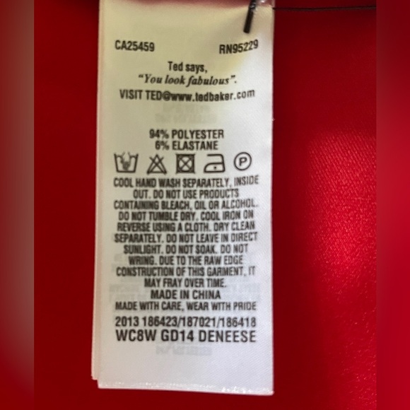 Ted Baker Cold shoulder Ruffle Dress New w/Tags Bright Red US Sz 6 - Picture 11 of 13